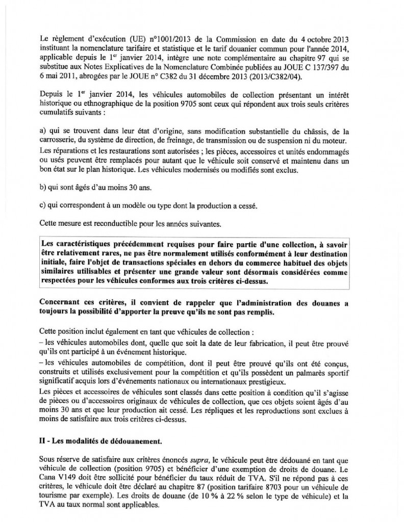 circulaire du 8 septembre 2014 définition du véhicule de collection et fiscalité applicable image 2